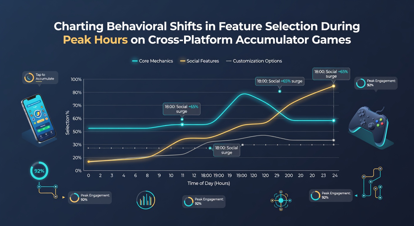 Analytics dashboard displaying player feature selection patterns across peak hours in accumulator game platforms