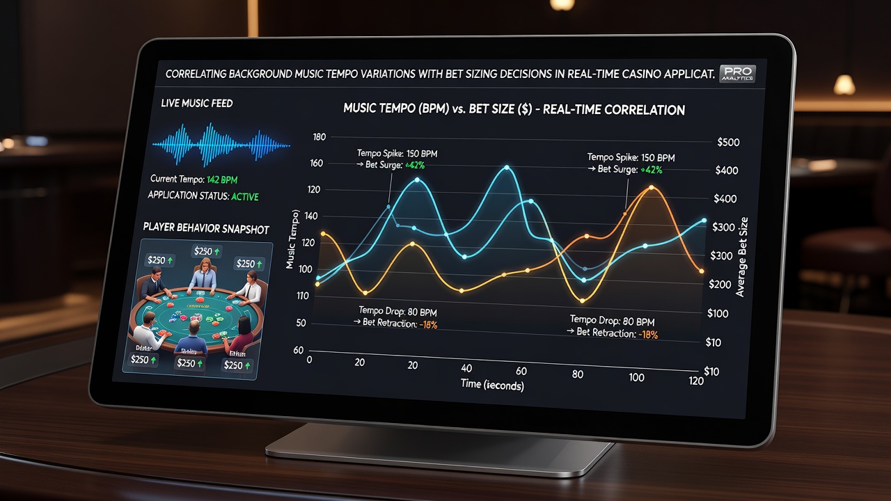 Bet sizing decisions correlated with music variations in real-time play