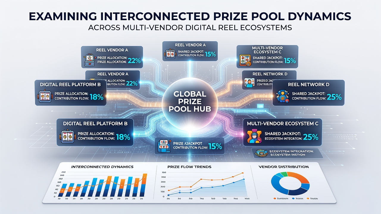 Analytics dashboard displaying real-time prize pool contributions from various digital reel vendors
