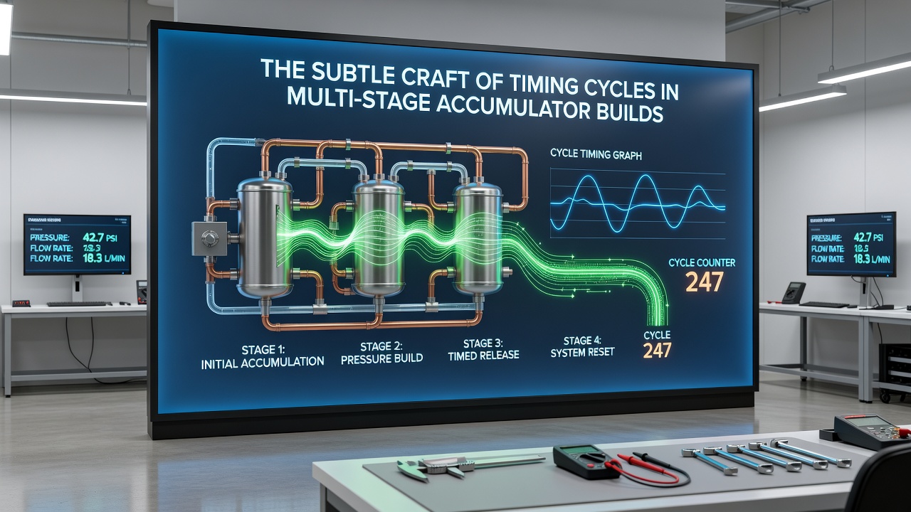 Graph illustrating timing cycle performance metrics from industrial accumulator builds in 2026